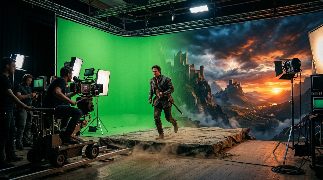 استبدال الخلفية الخضراء بالذكاء الاصطناعي في المتصفح — دليل المؤثرات البصرية (VFX) بالعربية